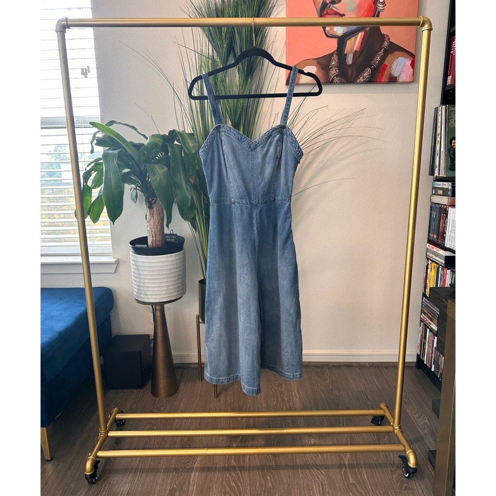 GUESS Culotte Denim Jumpsuit - Size 4 - Picture 6 of 15
